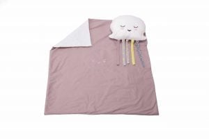 Set paturica 100×110 cm brodata + perna Meduza Roz