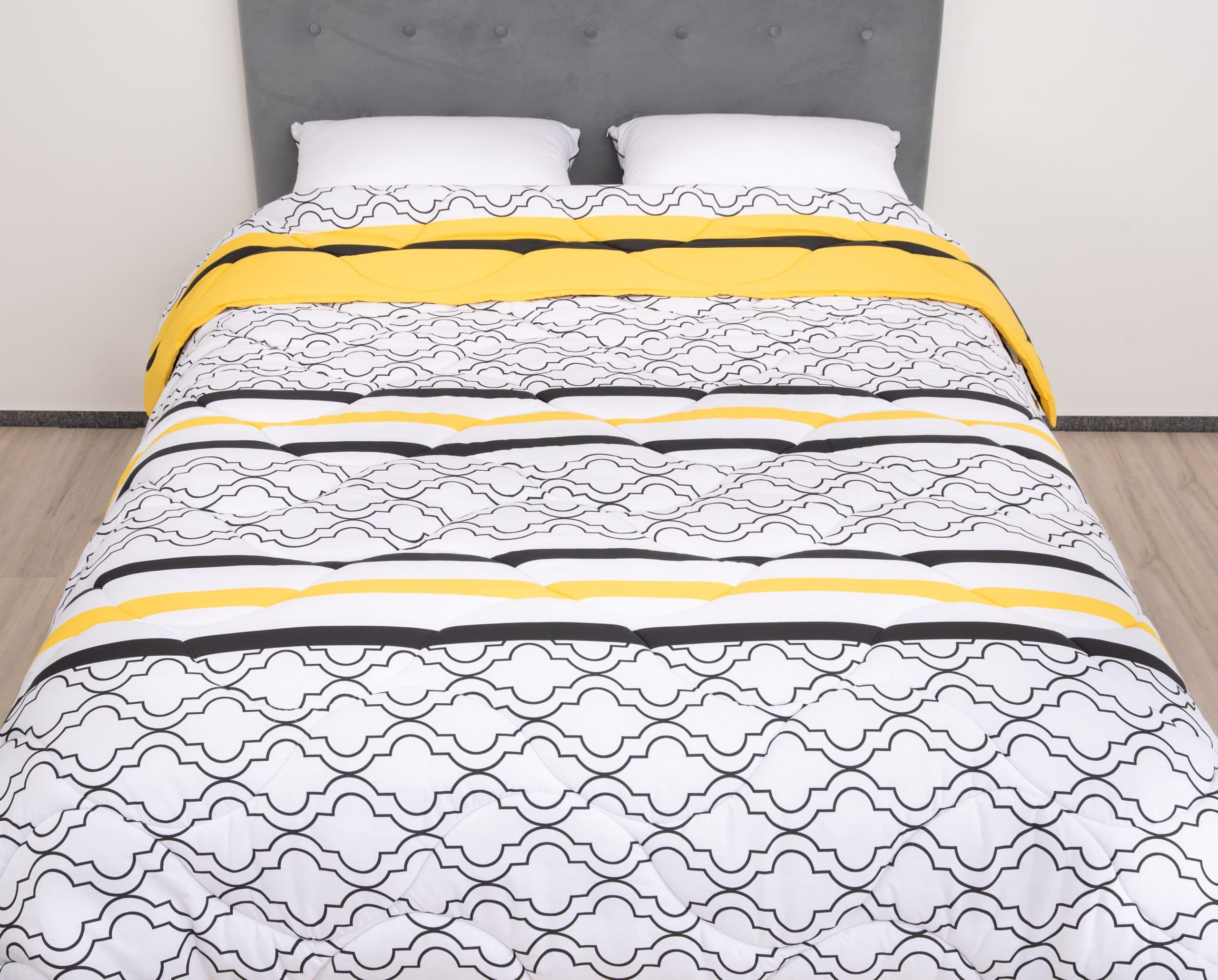Pilota de iarna matlasata Caliope Somnart, 200x220 cm, policotton imprimat, sezon rece, 400 g/mp