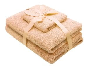 Set prosoape 3 piese 500 gsm (fata, maini, corp) Crem , SomnART