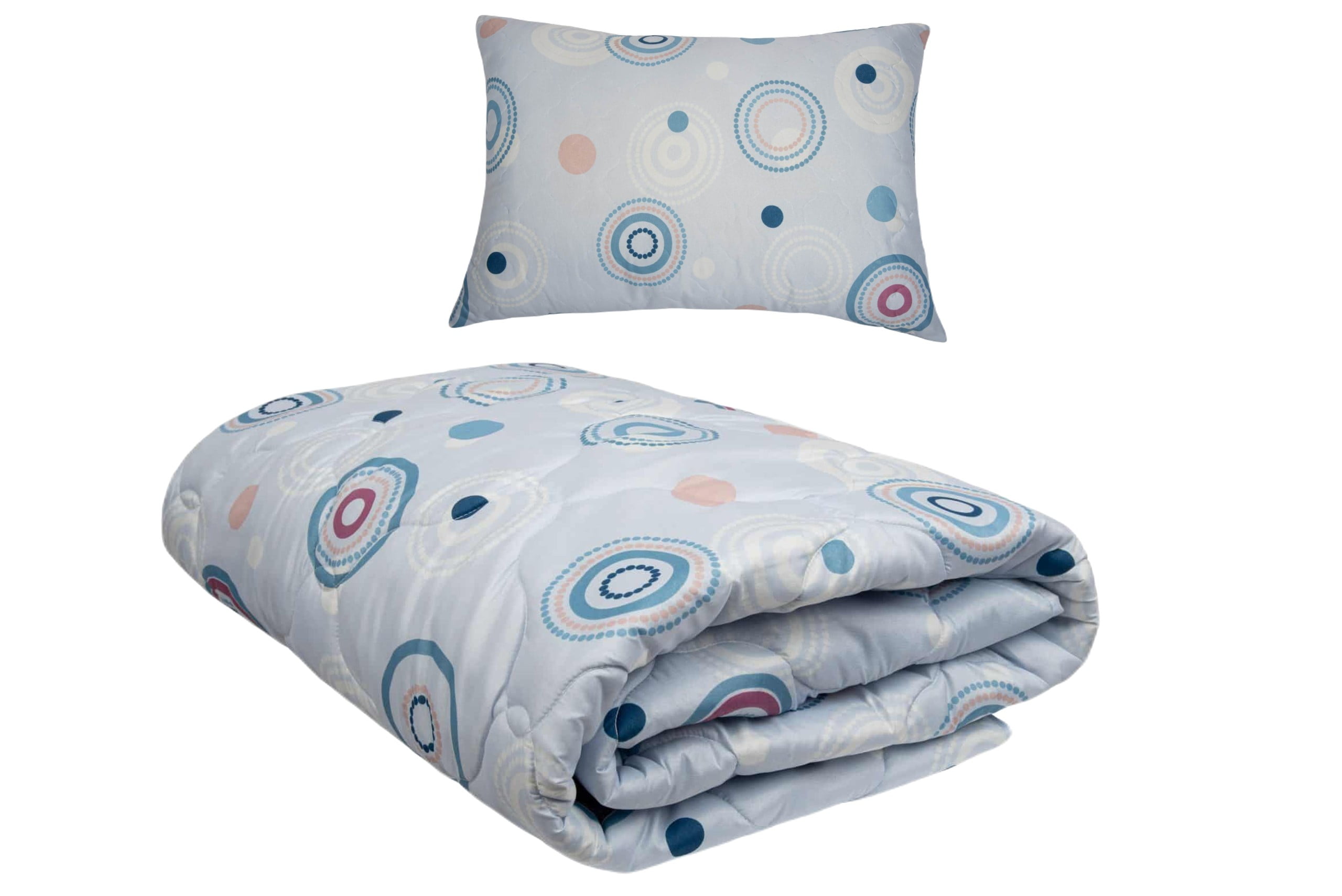Set pilota primavara/vara si 1 perna Viseo Circles SomnART, microfibra, 150 g/mp, 150x200 cm + 50x70 cm