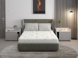 Saltea cu spumă poliuretanică Confort 4Family 90×190, înălțime 14 cm, cu Aloe Vera, husa lavabilă și detașabilă cu fermoar, fermitate medie