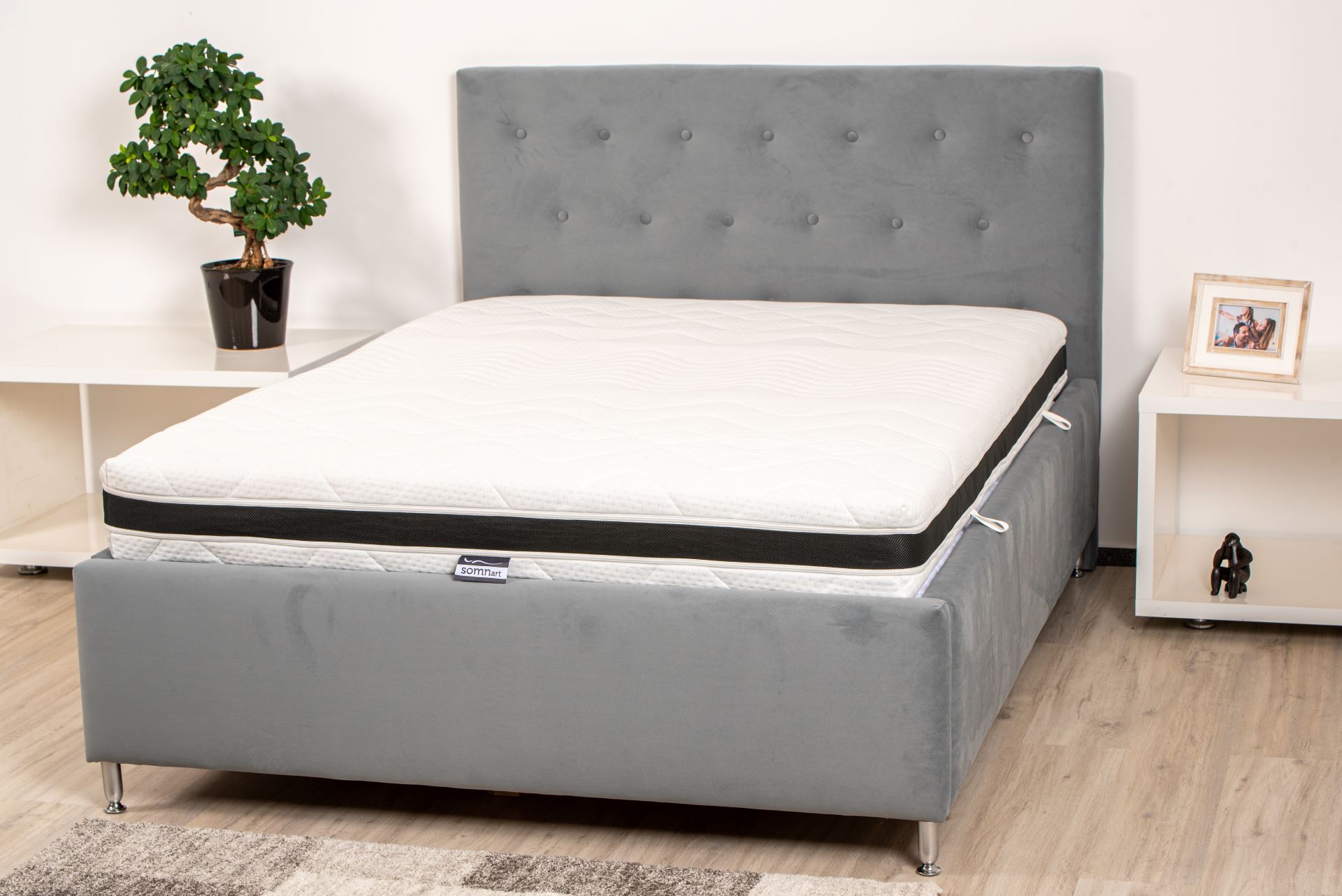Saltea cu memorie Multilayer Supreme Confort Somnart 140x200, înălțime 22 cm, husă cu extra-strat, 3D, mânere, fermitate medie