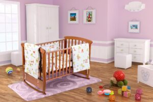 Set pentru patut bebe, Somnart, cearceaf cu elastic pentru saltea 60x120x10, pernuta 37×55, pilota 100×105, aparatori 180×45, model Jungle