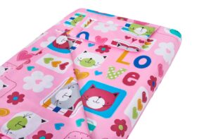 Lenjerie patut bebe, SomnART, cearceaf pat 60x120x10 cu elastic, cearceaf pilota 80×110, perna joasa 20×35, Pisicute