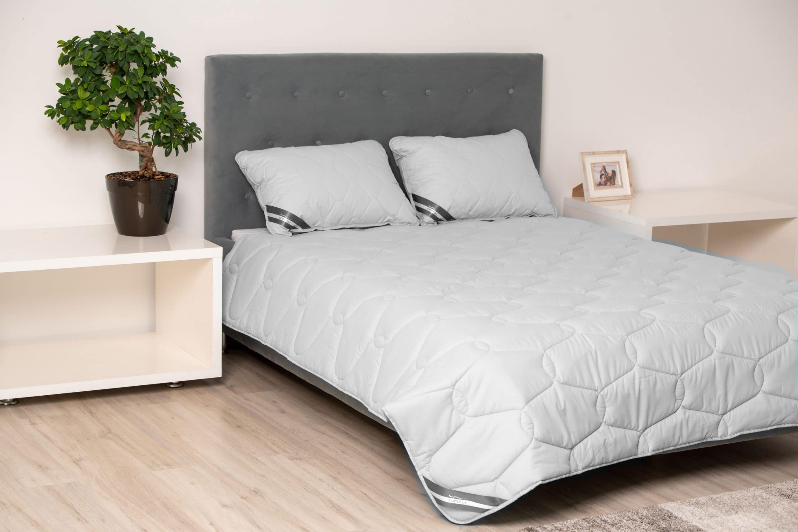 Pilota bumbac Somnart Bella 180x200cm, umplutura 200 g/mp, de vara, gri