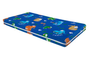 Saltea cu memorie Somnart Memory 60×120, înălțime 10 cm, pentru bebeluși și copii, husă impermeabilă, fermitate medie, model dinozauri