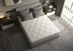 Saltea cu memorie Somnart Silver Relax 200×200, înălțime 24 cm, husă tricot Silver, cu mânere, fermitate medie