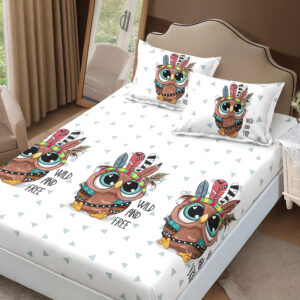 Husa de pat Finet + 2 fete de perna, pentru saltea de 160×200 cm, Bufnite