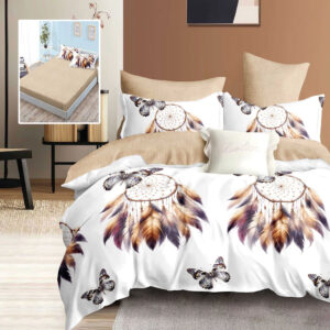 Lenjerie de pat finet 6 piese, cearceaf pat cu elastic, cearceaf pilota 200×230, 2 fete perna 50×70, 2 fete perna 70×70, Extra, Pene delicate