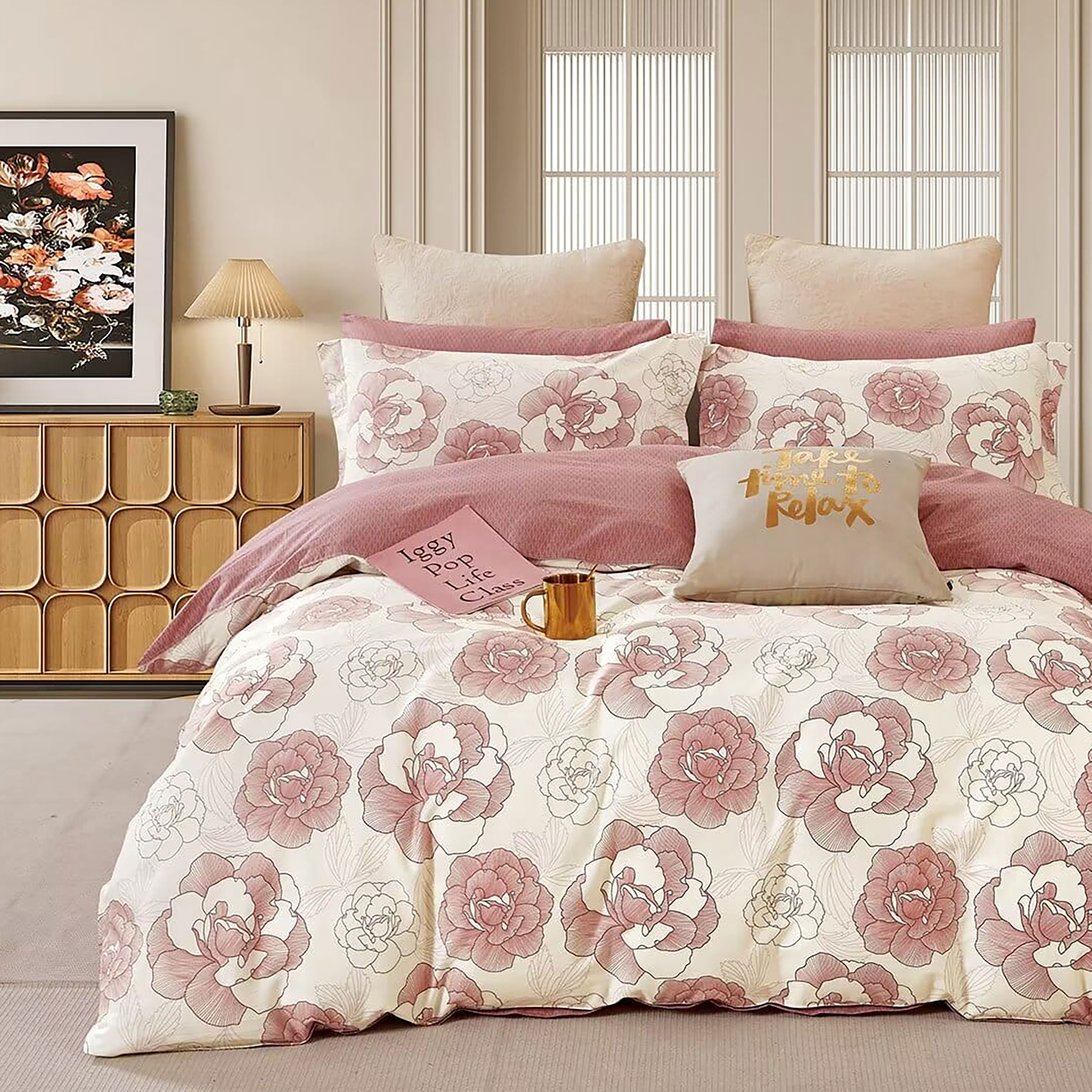 Lenjerie de pat Percale 2PXXL, 4 piese, cearceaf pat clasic 240cm x 260cm, cearceaf pilota 200cm x 230cm, 2 fete perna 50 x 70, PRC167