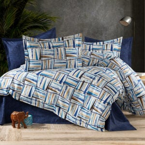 Lenjerie de pat 4 piese, Bumbac Ranforce, cearceaf pat clasic, cearceaf pilota 200×230, 2 fete perna 50×70, 2 fete perna 70×70, RNFN 251