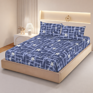 Husa de pat Finet + 2 fete de perna, pentru saltea de 160×200 cm, Navy Grid, Promo 4