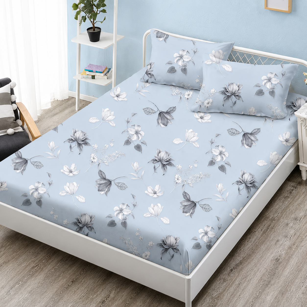 Husa de pat Finet + 2 fete de perna, pentru saltea de 160×200 cm, Soft Magnolia, 4 Husa de pat Finet + 2 fete de perna, pentru saltea de 160×200 cm, Soft Magnolia, 4