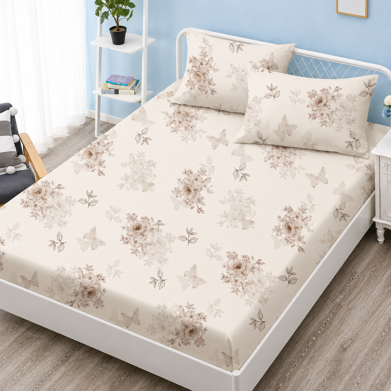 Husa de pat Finet + 2 fete de perna, pentru saltea de 160×200 cm, Soft Magnolia, 4 Husa de pat Finet + 2 fete de perna, pentru saltea de 160×200 cm, Soft Magnolia, 4